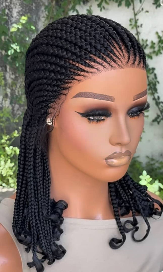Braided Wig All Back Black Full Lace Glueless Wig